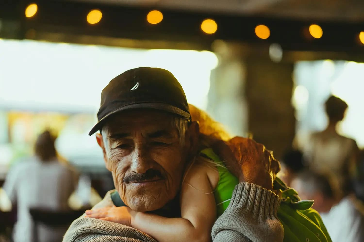An older man and a child