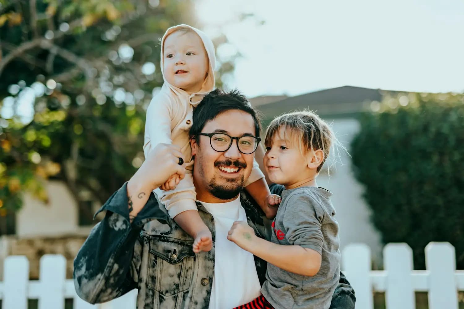 A father and his children