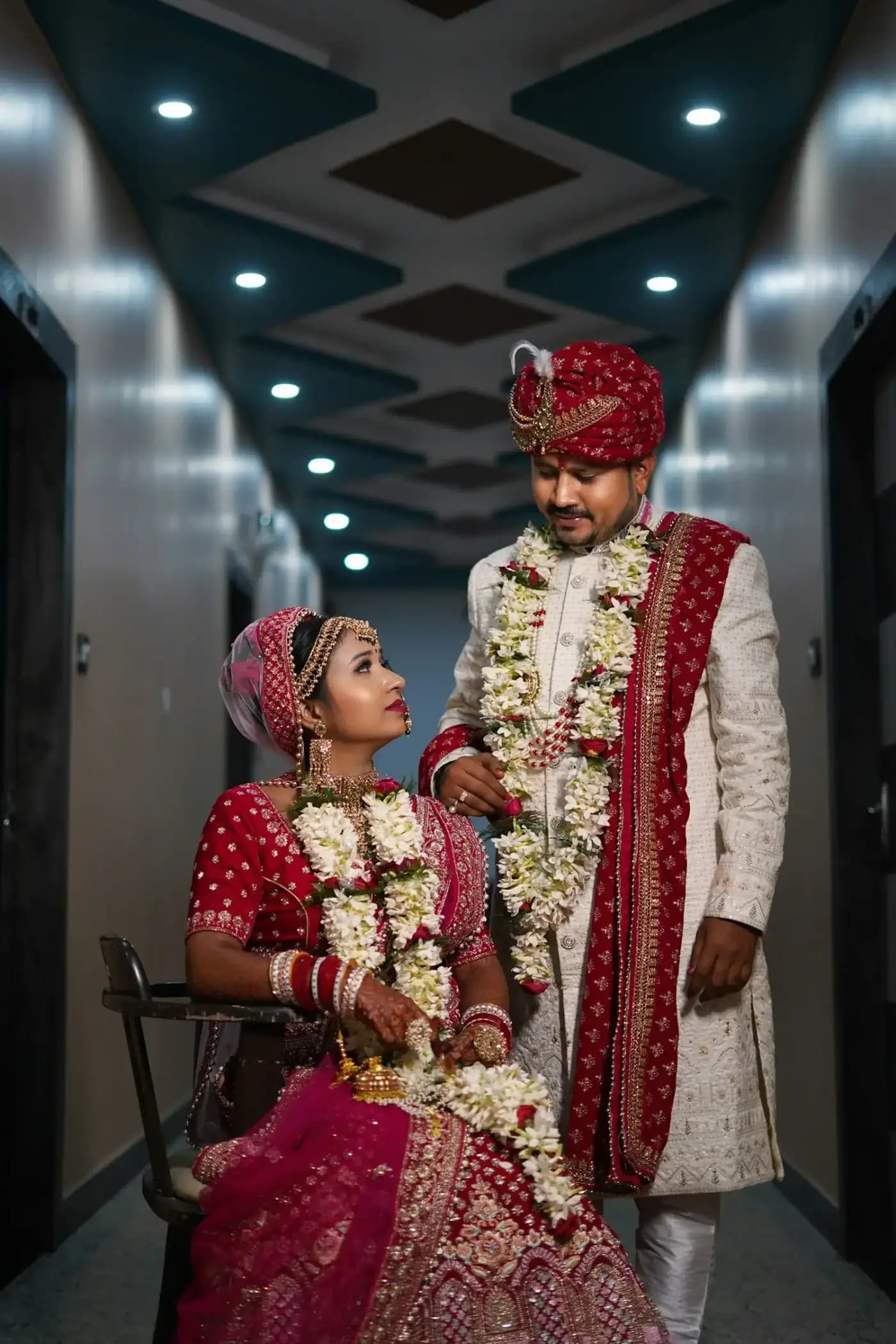 A newly married couple in traditional dress