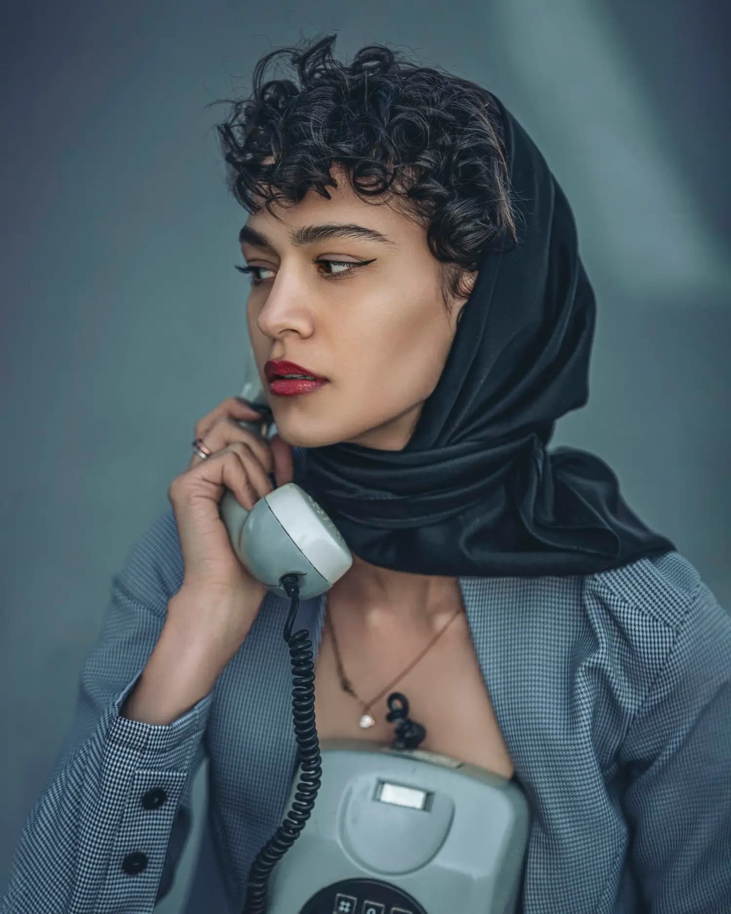 A young woman on the phone